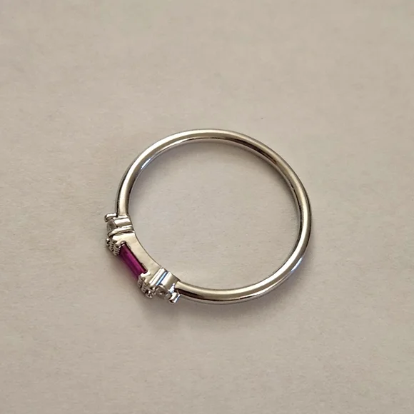 New 925 Silver Ruby Diamond Band Stacking Ring for Women - Picture 5 of 13